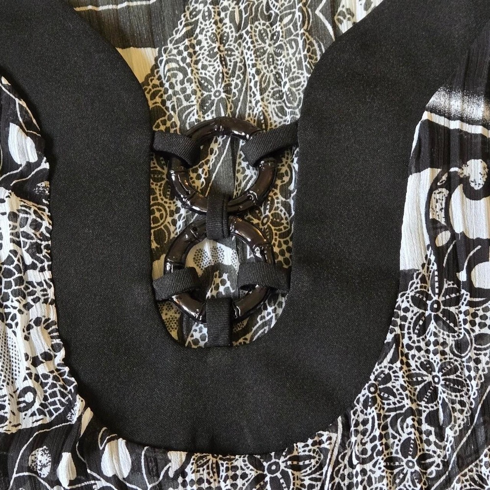 VTG 90s, y2k black paisley beach cover up with bell sleeves / LG 12 / swim beach - Picture 6 of 7
